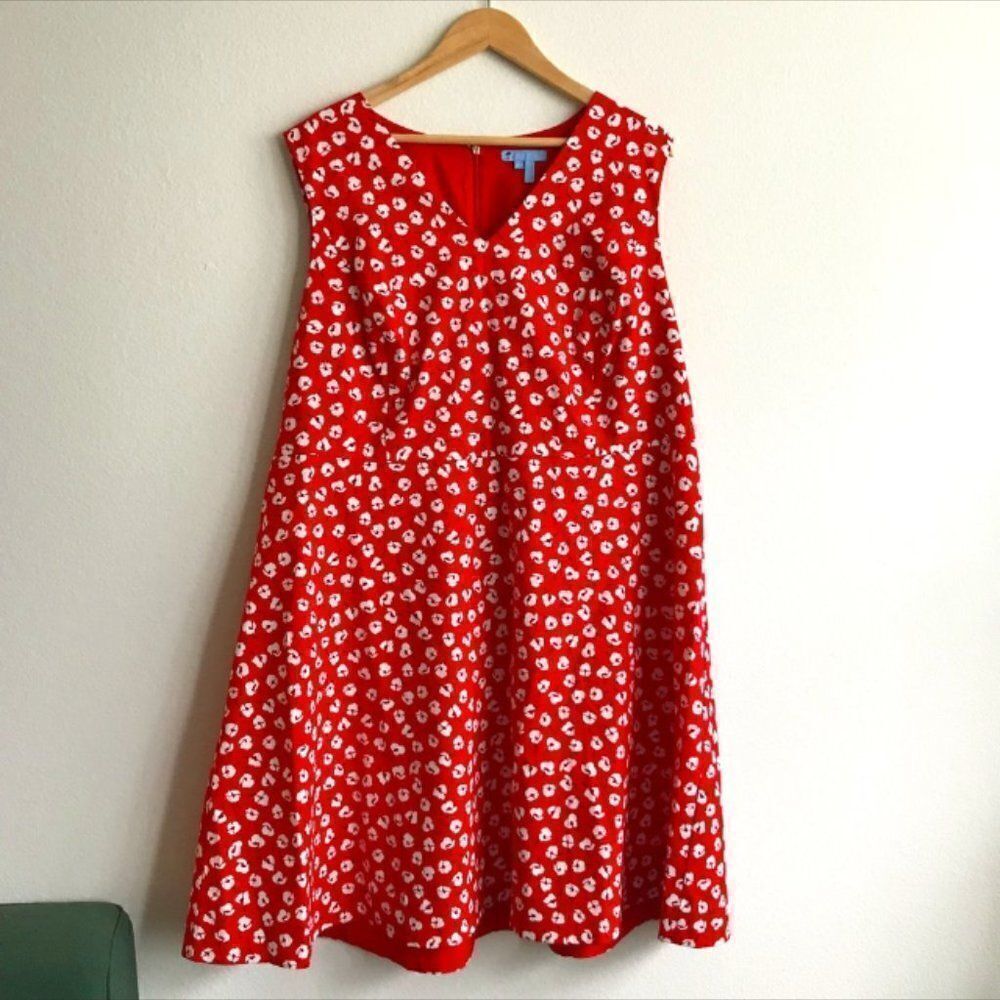 Draper James Red Poppy V-Neck Dress Size 20 NEW & Unworn